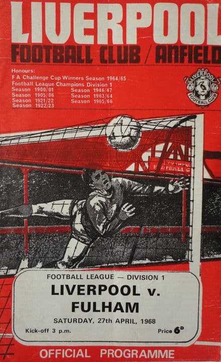 Liverpool v Fulham, Div 1 (1968, Apr 27th)