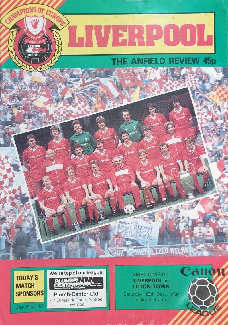 Liverpool v Luton Town, Div 1 (1984, Dec 29th)