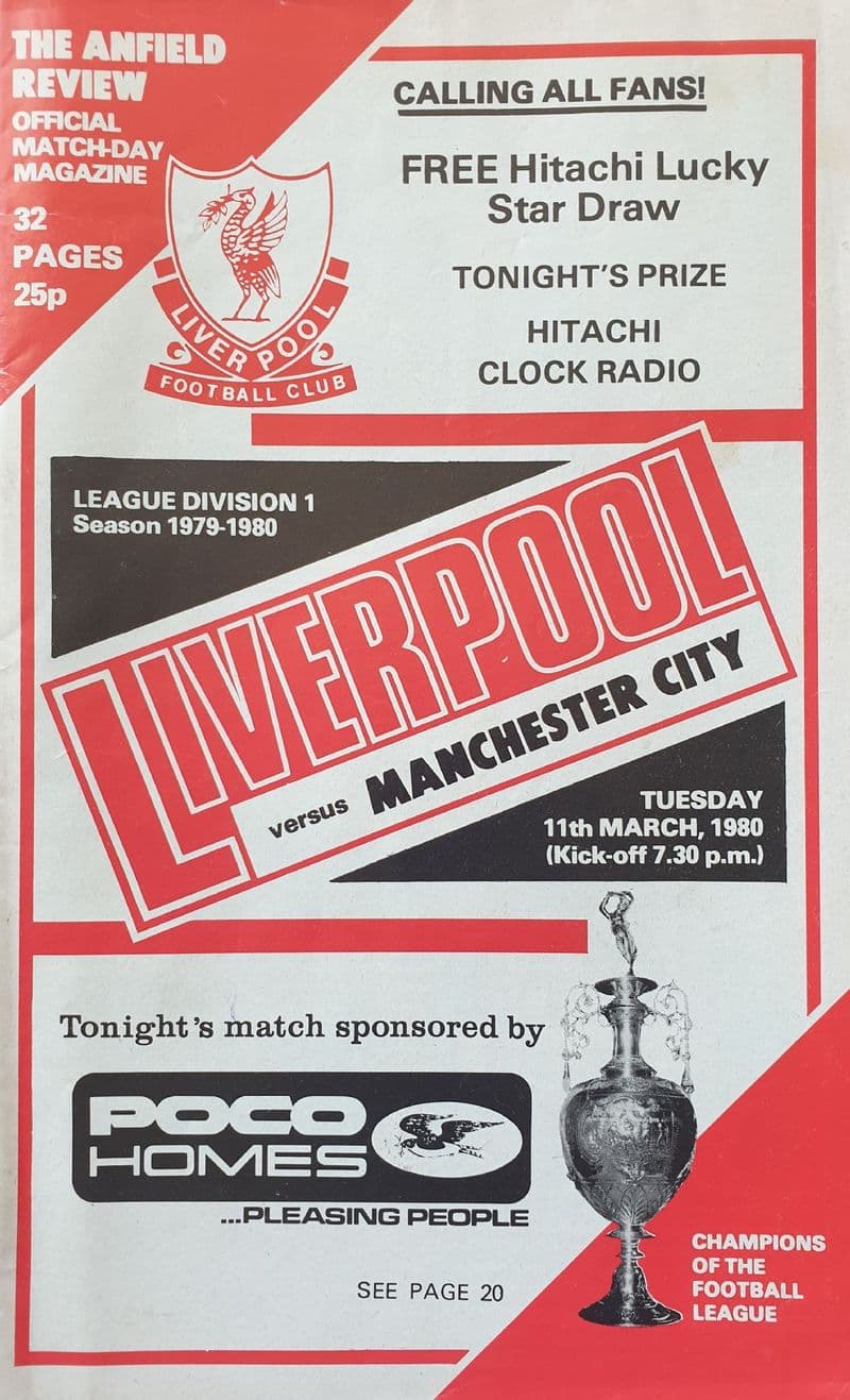 Liverpool v Manchester City, Div 1 (1980, Mar 11th)