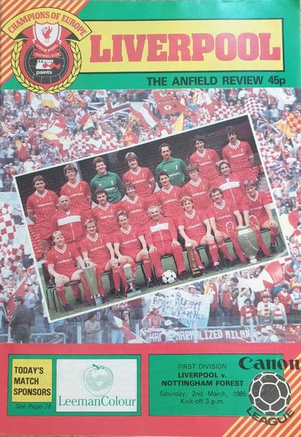 Liverpool v Nottingham Forest, Div 1 (1985, Mar 2nd)
