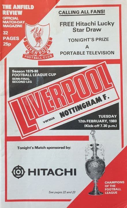 Liverpool v Nottingham Forest, League Cup SF 2nd Leg (1980, Feb 12th)