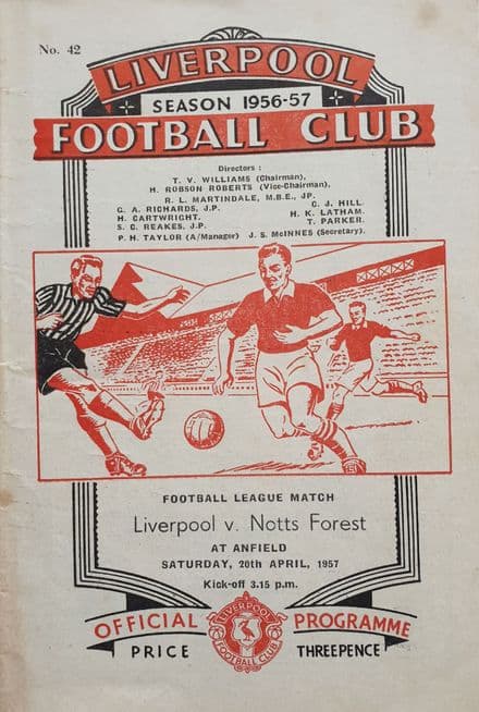 Liverpool v Nottm Forest, Div 2 (1957, Apr 20th)