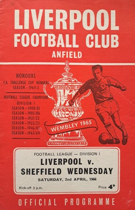 Liverpool v Sheffield Wednesday, Div 1 (1966, Apr 2nd)