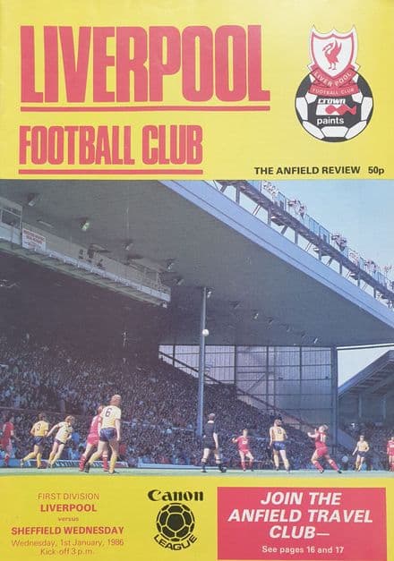 Liverpool v Sheffield Wednesday, Div 1 (1986, Jan 1st)