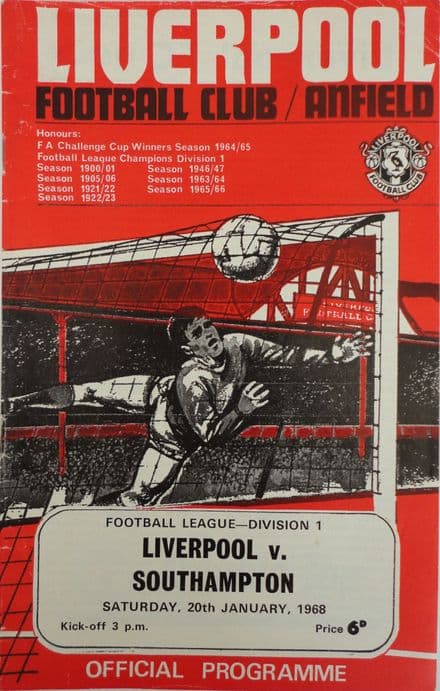 Liverpool v Southampton, Div 1 (1968, Jan 20th)