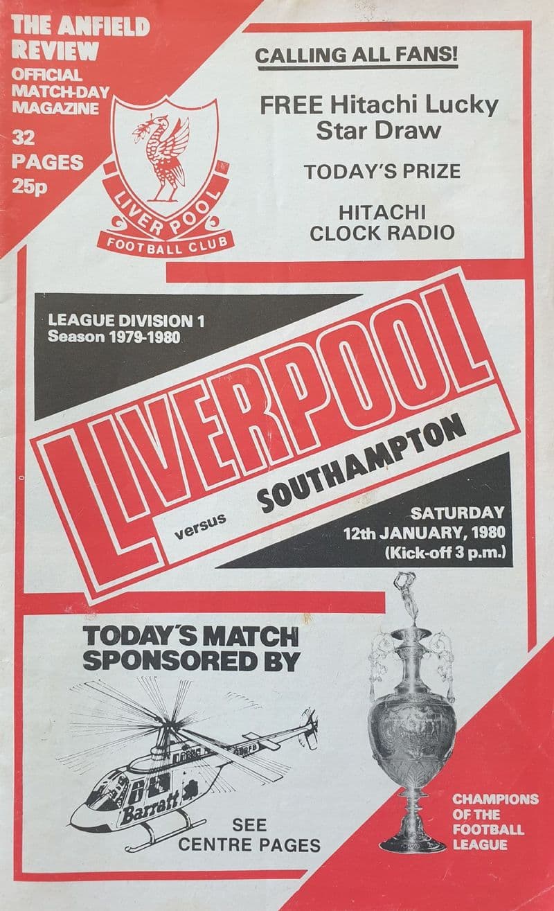 Liverpool v Southampton, Div 1 (1980,  Jan 12th)