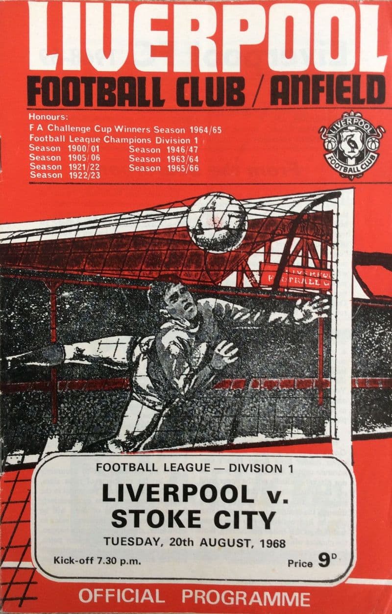 Liverpool v Stoke City, Div 1 (1968, Aug 20th)