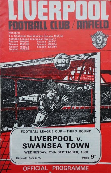Liverpool v Swansea Town, League Cup (1968, 25th Sep)