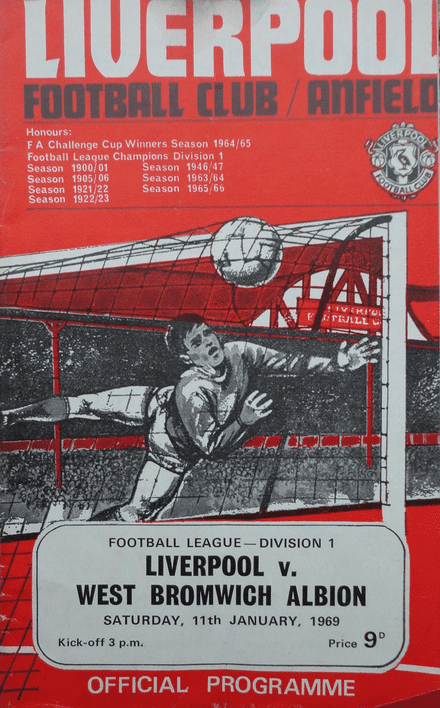 Liverpool v WBA, Division 1 (1969, 11th Jan)