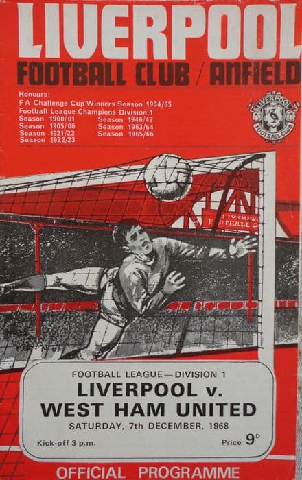 Liverpool v West Ham, Div 1 (1968, Dec 7th)
