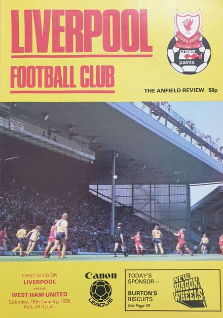 Liverpool v West Ham, Div 1 (1986, 18th Jan)