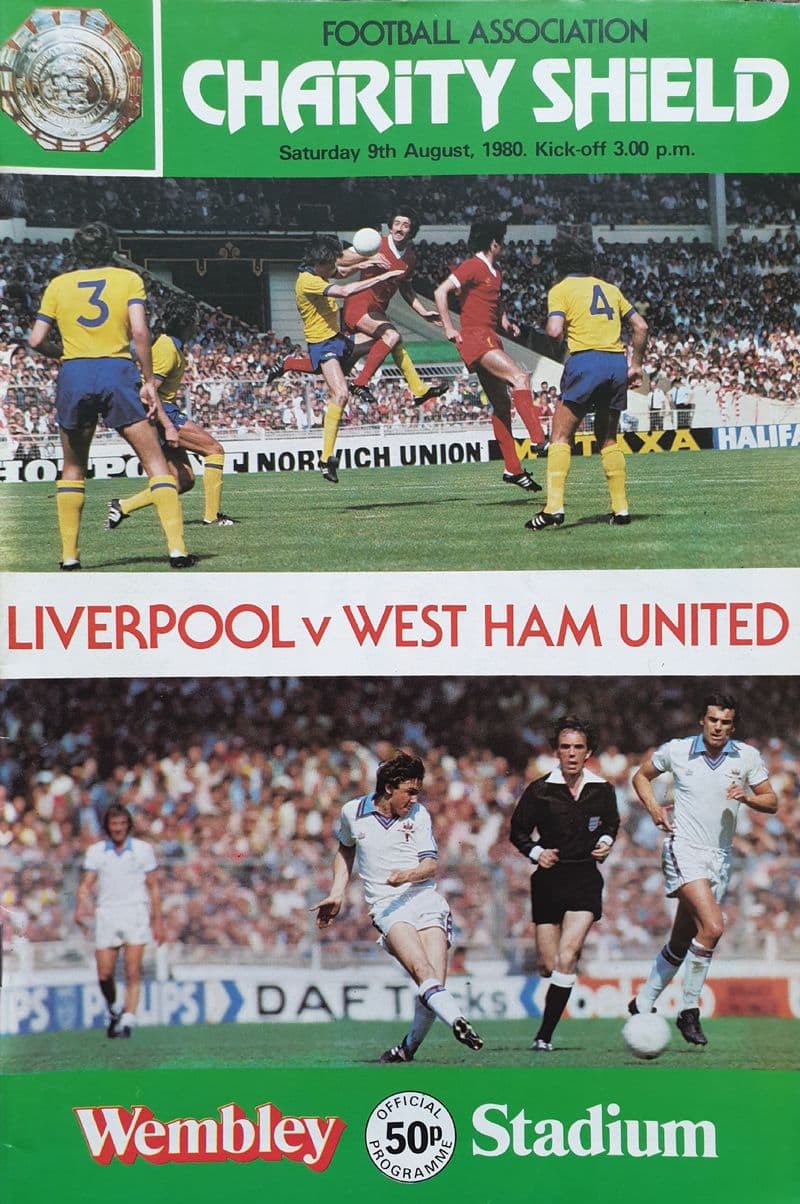 Liverpool v West Ham United, Charity Shield (1980, Aug 9th) V Good Condition