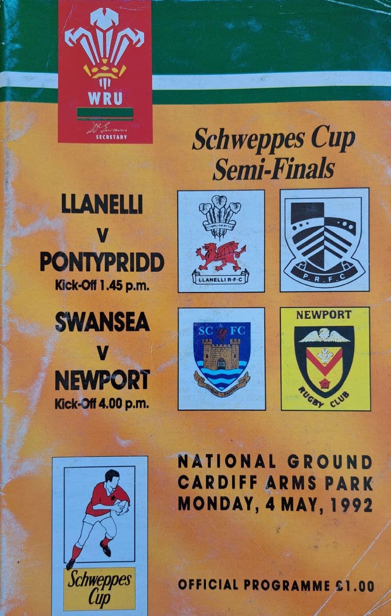 Llanelli v Pontypridd & Swansea v Newport, Welsh Cup SF (1992, May 4th)