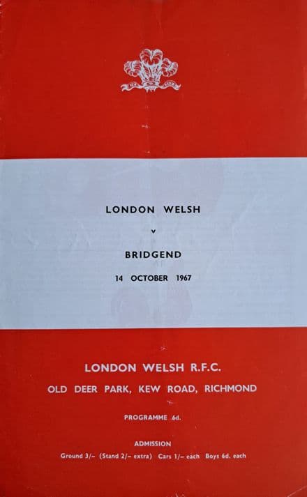 London Welsh v Bridgend (1967, Oct 14th)