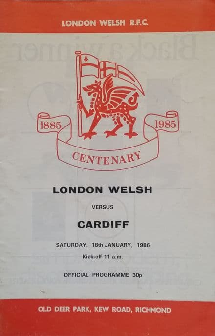 London Welsh v Cardiff (1986, Jan 18th)