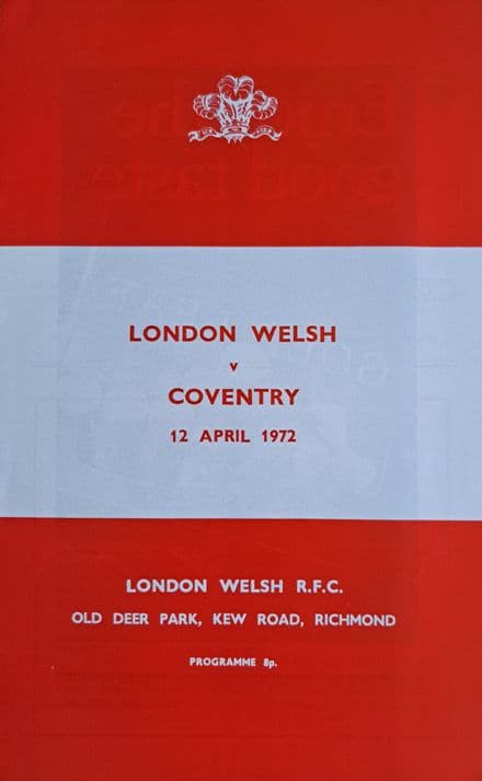 London Welsh v Coventry (1972, Apr 12th)