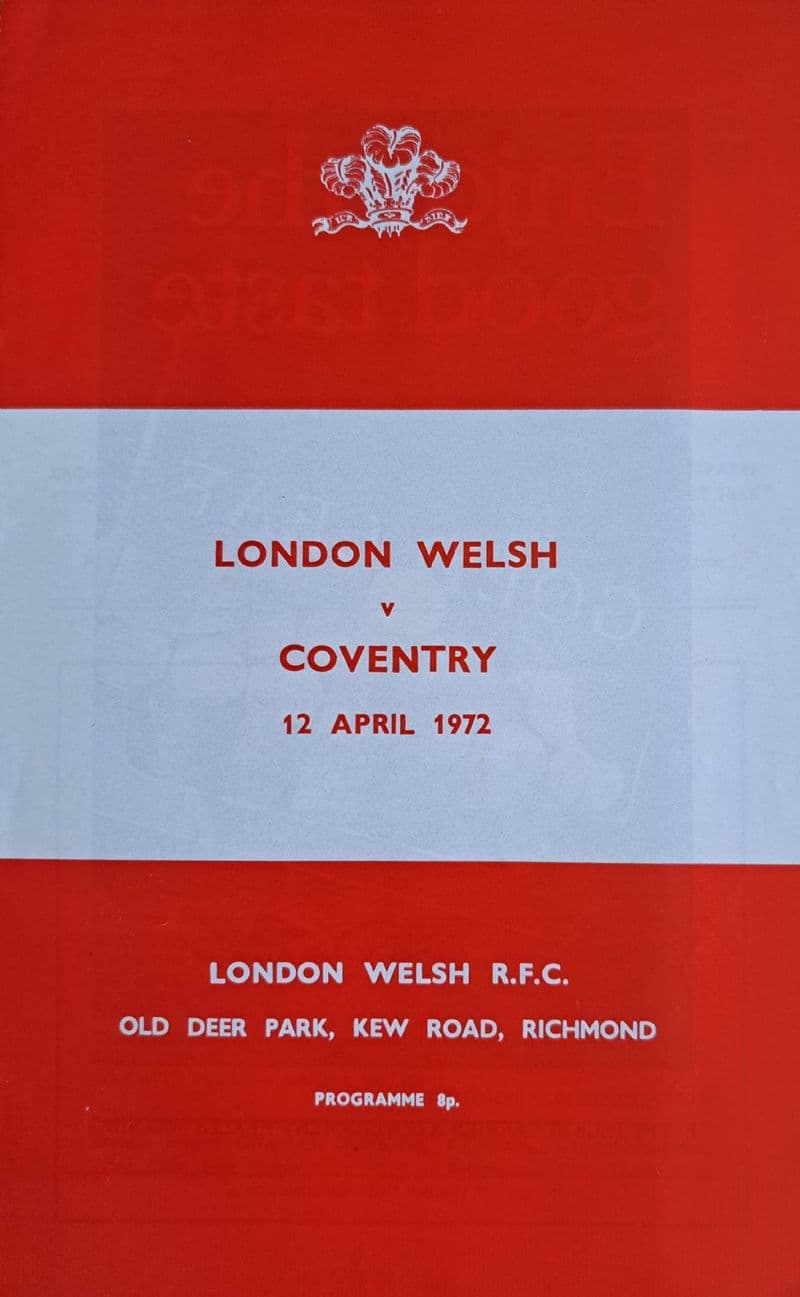 London Welsh v Coventry (1972, Apr 12th)
