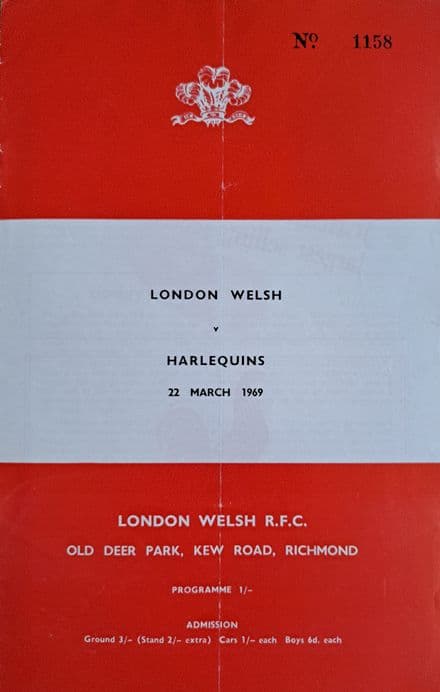 London Welsh v Harlequins (1969, Mar 22nd)