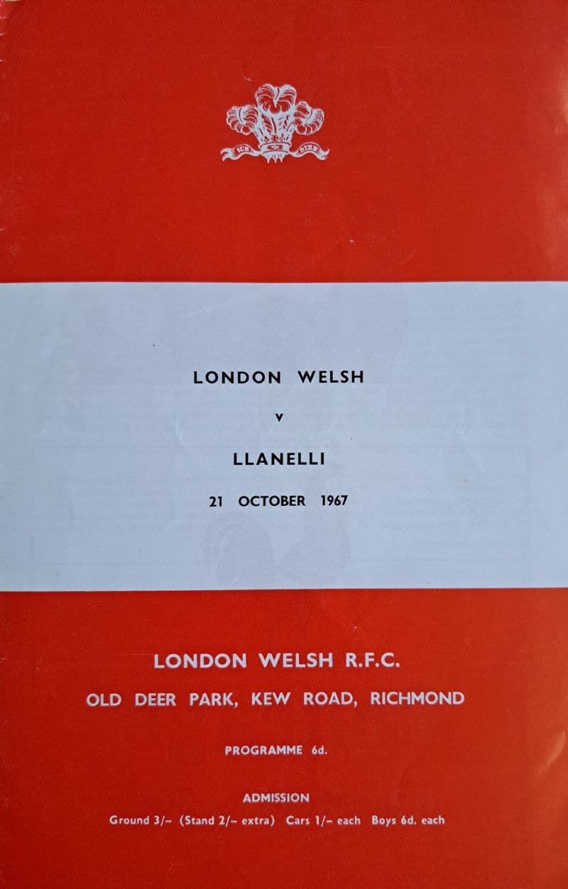 London Welsh v Llanelli (1967, Oct 21st)