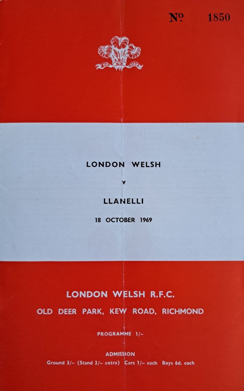 London Welsh v Llanelli (1969, Oct 18th)