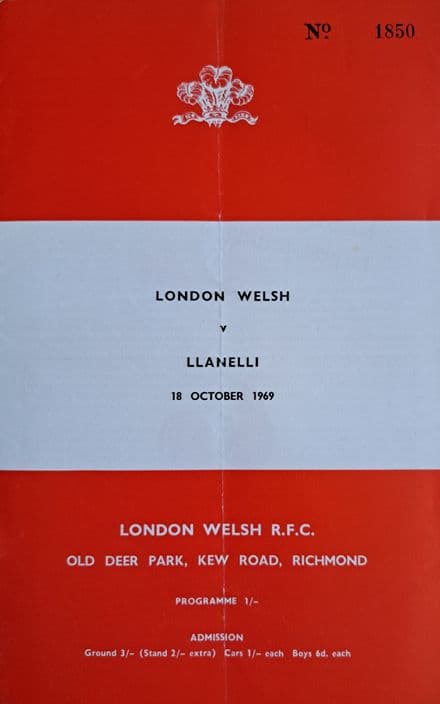 London Welsh v Llanelli (1969, Oct 18th)
