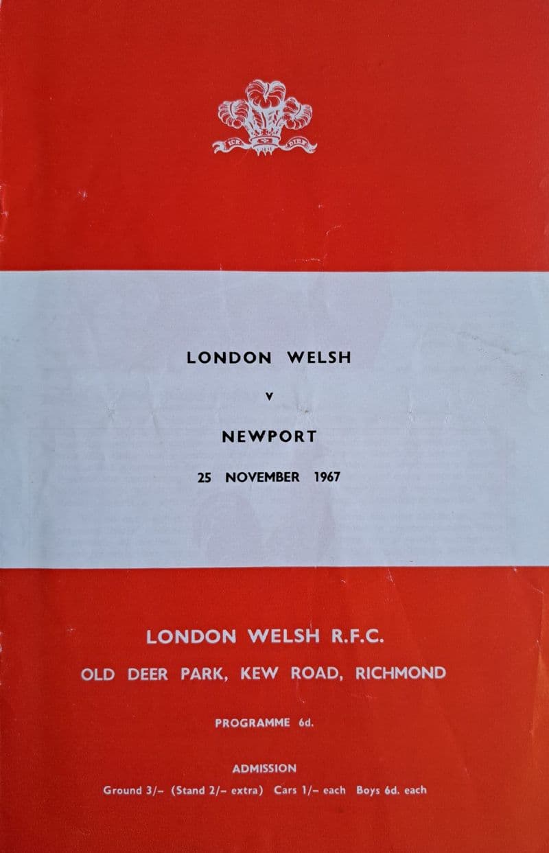 London Welsh v Newport (1967, Nov 25th)