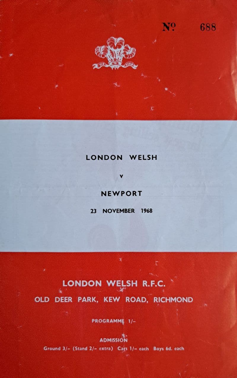 London Welsh v Newport (1968, Nov 23rd)