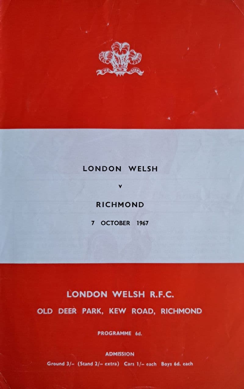 London Welsh v Richmond (1967, Oct 7th)
