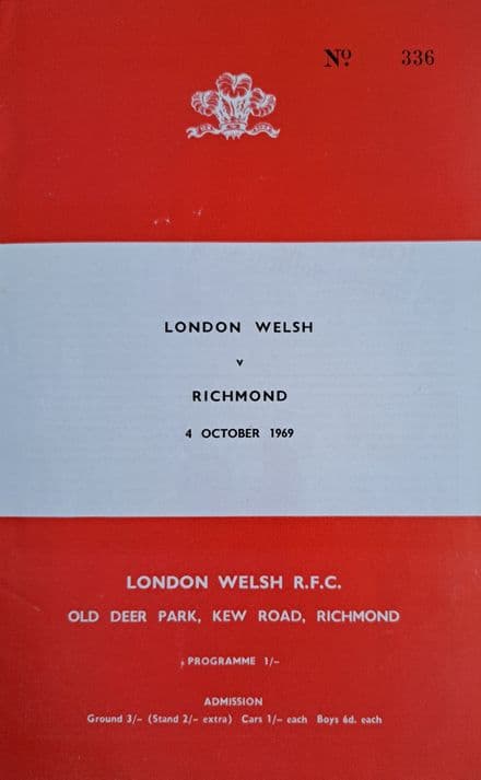 London Welsh v Richmond (1969, Oct 4th)