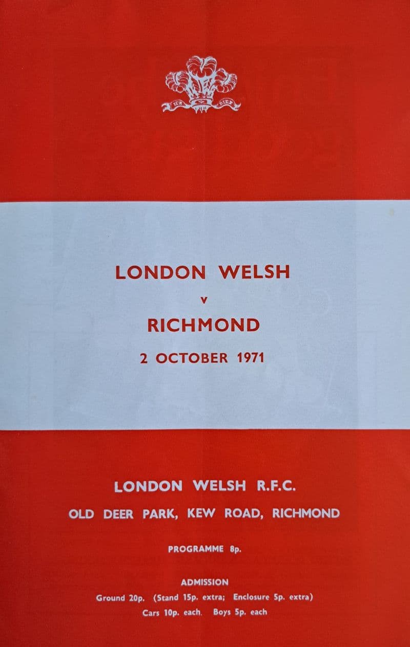 London Welsh v Richmond (1971, Oct 2nd)