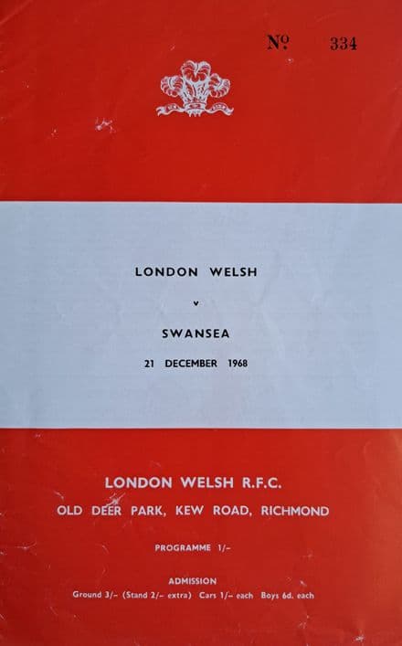 London Welsh v Swansea (1968, Dec 21st)