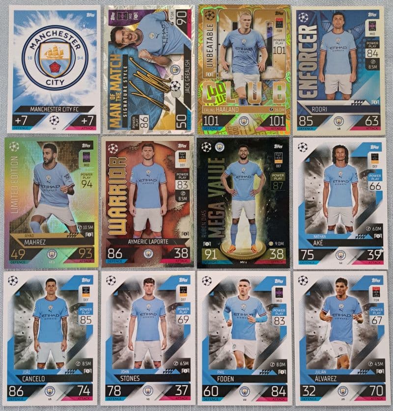 Manchester City, Match Attax Cards x 12 (2022-23)