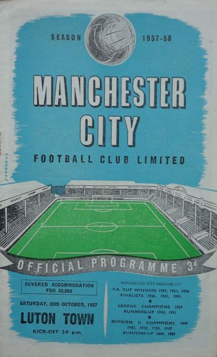 Manchester City v Luton Town, Division 1 (1957, Oct 26th)