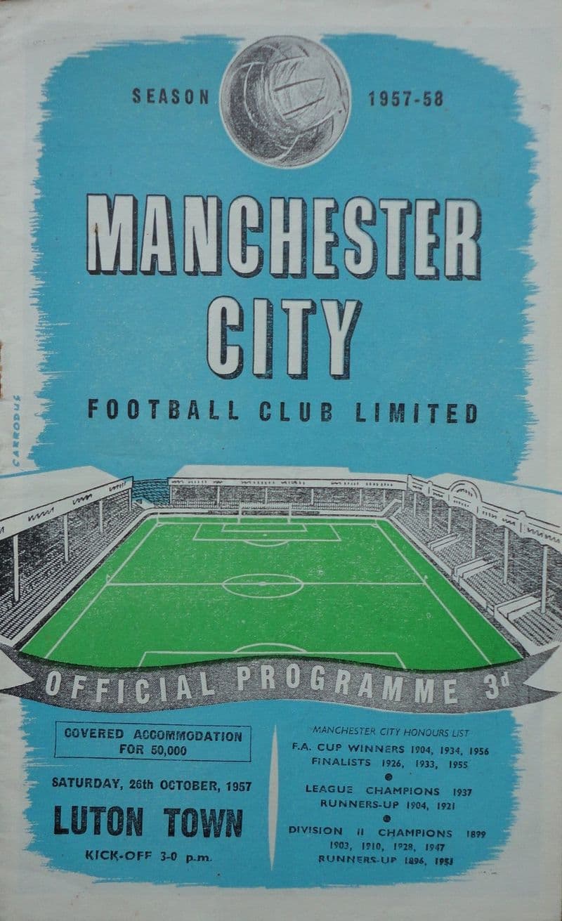 Manchester City v Luton Town, Division 1 (1957, Oct 26th)