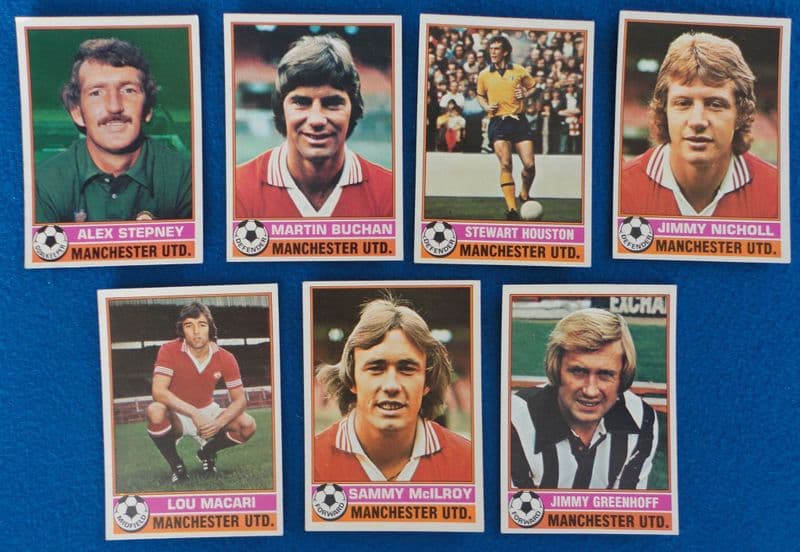Manchester United, Topps Cards x 7 (1976-77)