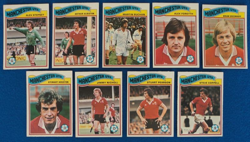 Manchester United, Topps Cards x 9 (1977-78)