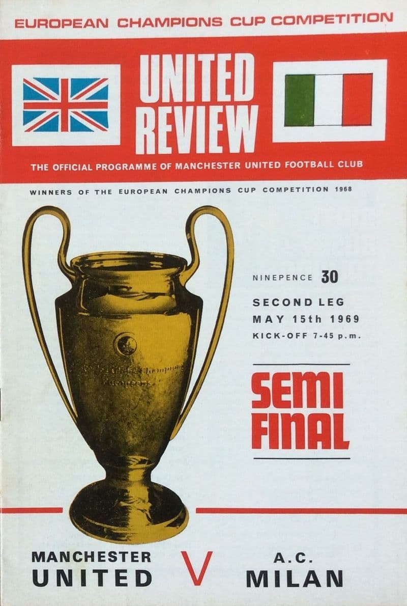Manchester United v AC Milan, European Cup SF (1969, May 15th)