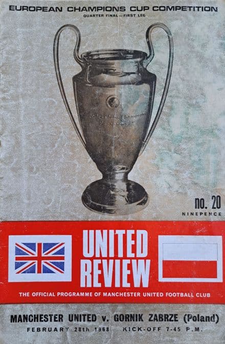 Manchester United v Gornik Zabrze, European Cup (1968, Feb 28th)