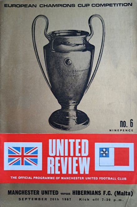 Manchester United v Hibernians FC, European Cup (1967, Sep 20th)