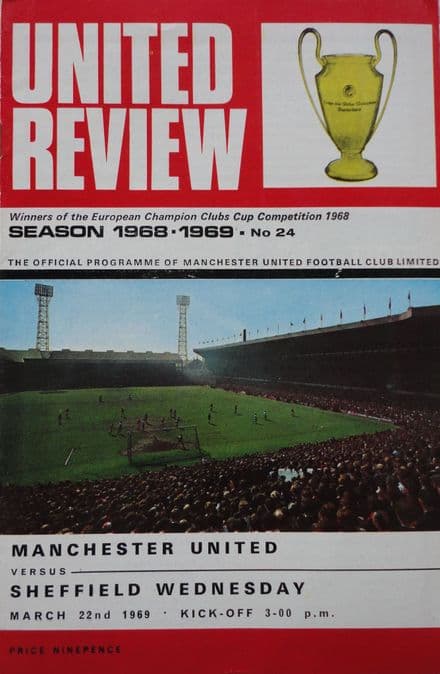 Manchester United v Sheffield Wednesday, Div 1 (1969, Mar 22nd)