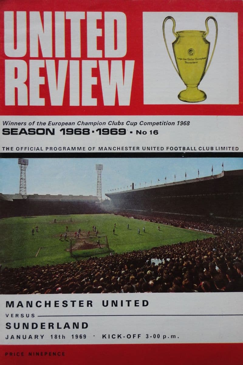 Manchester United v Sunderland, Div 1 (1969, Jan 18th)