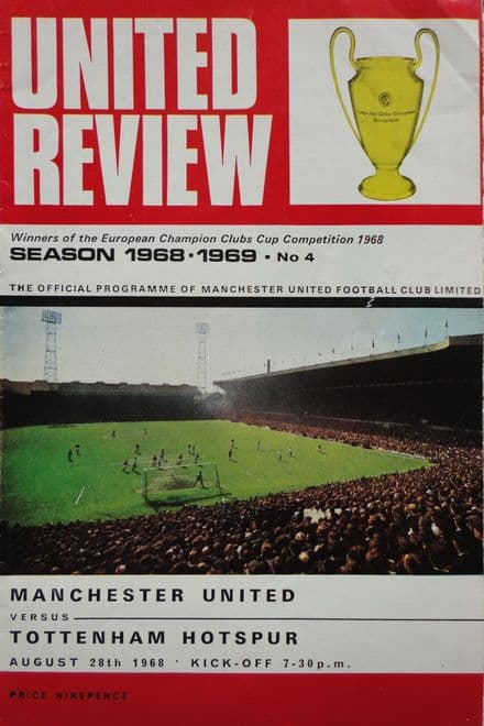 Manchester United v Tottenham Hotspur, Div 1 (1968, Aug 28th)