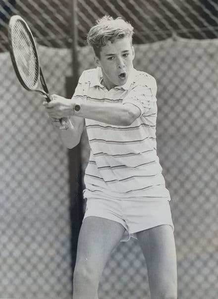 Mark Schofield Press Photo (1988) "Backhand"