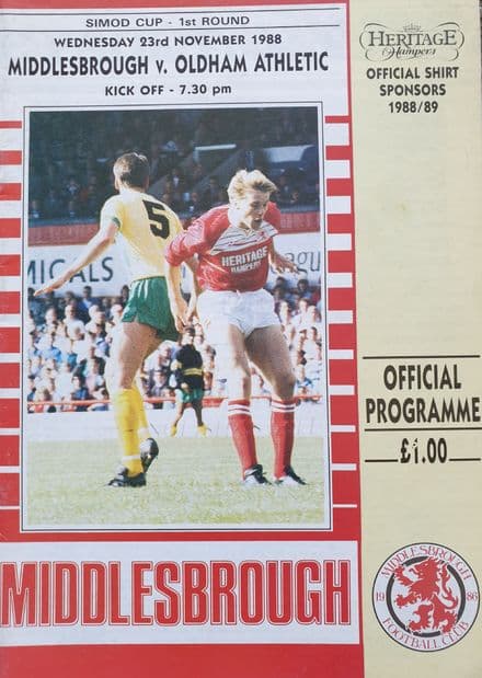 Middlesbrough v Oldham, Simod Cup (1988, Nov 23rd)