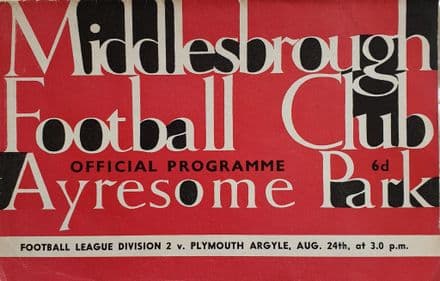 Middlesbrough v Plymouth, Div 2 (1963, Aug 24th)