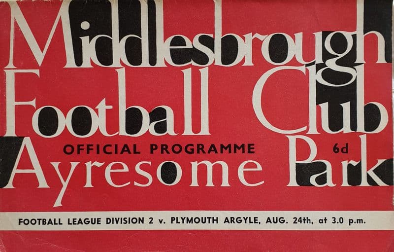 Middlesbrough v Plymouth, Div 2 (1963, Aug 24th)