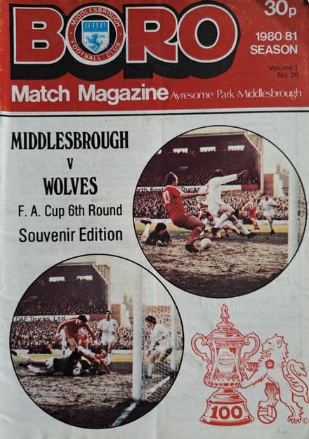 Middlesbrough v Wolves, FA Cup 6th Rnd (1981, Mar 7th)