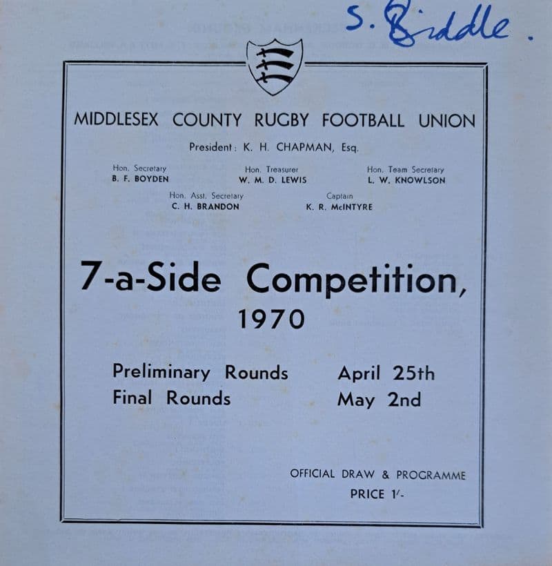 Middlesex Sevens (1970, Apr 25th) Prelim
