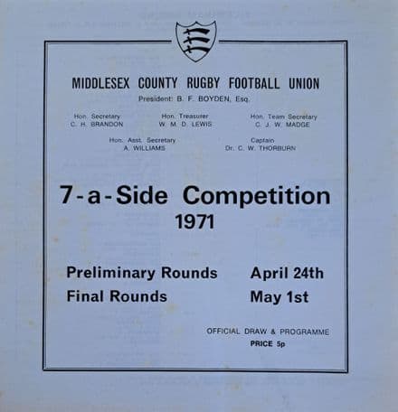 Middlesex Sevens (1971, Apr 24th) Prelim