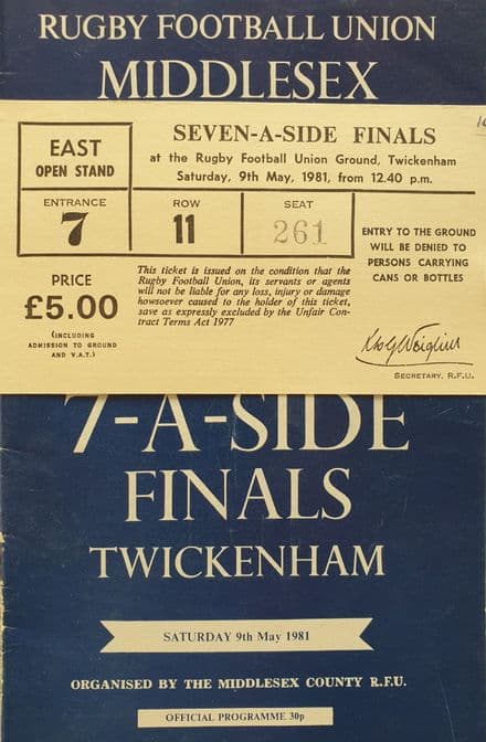 Middlesex Sevens (1981, May 9th with Ticket)